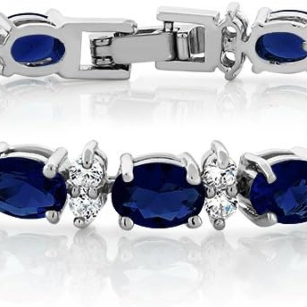 20.00 Ct Gorgeous Oval and Round 7 Inch Sparkling Cubic Zirconia CZ Tennis Brace